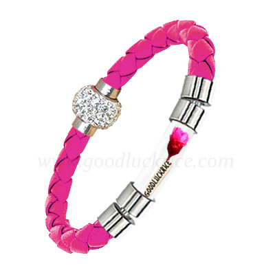 BRM-8PINK (Pink Leather Rice Bracelet) - Click Image to Close
